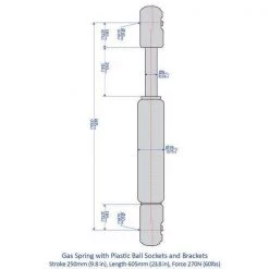 Marine Gas Spring Kit, 60 lb Force, M8